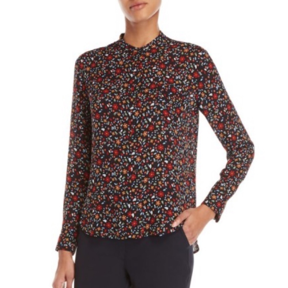 A.L.C. | black Rey Floral silk button down Top